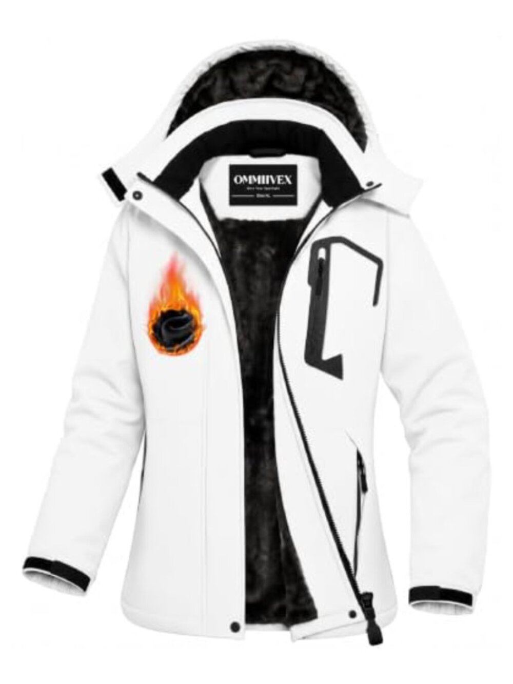 Women Winter Ski Jacket Water Resistant Windbreaker Coat Rabbit Fur Lining